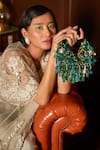 FOREVER NOOR_Green Mirror Sienna Party Boat Bag _Online_at_Aza_Fashions