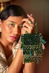 Buy_FOREVER NOOR_Green Crystals Daphne Celeste Studded Bag _at_Aza_Fashions