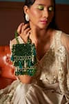 Shop_FOREVER NOOR_Green Crystals Daphne Celeste Studded Bag _at_Aza_Fashions