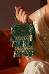 Buy_FOREVER NOOR_Green Crystals Daphne Celeste Studded Bag _Online_at_Aza_Fashions