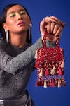 Buy_FOREVER NOOR_Red Crystals Daphne Flaming Studded Bag _at_Aza_Fashions