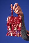 FOREVER NOOR_Red Crystals Daphne Flaming Studded Bag _Online_at_Aza_Fashions