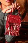 Shop_FOREVER NOOR_Red Crystals Daphne Flaming Studded Bag _Online_at_Aza_Fashions