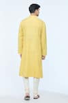 Shop_Kishore Ramani_Yellow Handloom Silk Embroidery Gul Vine Striped Phool Kurta With Churidar _at_Aza_Fashions