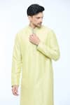 Buy_Kishore Ramani_Green Katan Spacetucked Kurta With Churidar _Online_at_Aza_Fashions