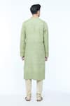 Shop_Kishore Ramani_Green Handloom Silk Embroidery Mosaic Bloom Kurta With Churidar _at_Aza_Fashions