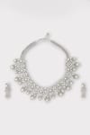 Buy_Zaza By Somya_White Zircon Delight Studded Floral Necklace Set _at_Aza_Fashions