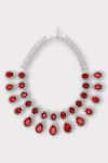 Buy_Zaza By Somya_Red Ruby Tempest Studded Drop Necklace Set _Online_at_Aza_Fashions