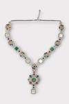 Buy_Zaza By Somya_Multi Color Stone Graceful Studded Floral Necklace Set _Online_at_Aza_Fashions