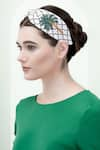 Buy_Moyolu_White Geometric Palm Paradise Embroidered Hair Band 