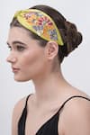 Buy_Moyolu_Green Thread Matisse Blooms Embroidered Hair Band _at_Aza_Fashions