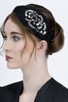 Buy_Moyolu_Black Cutdana Elegant Noir Embroidered Hair Band _at_Aza_Fashions