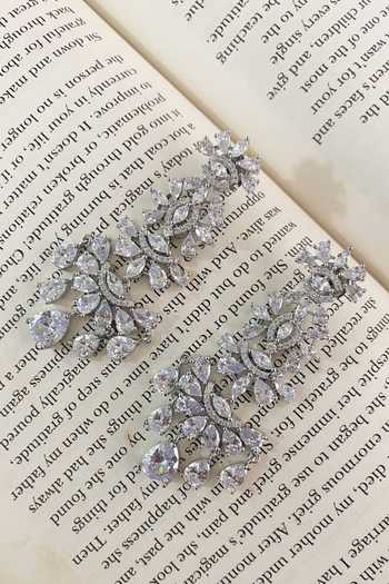Buy_PRERTO_White Stones, Diamonds Floret Drop Studded Layered Necklace Set _Online_at_Aza_Fashions