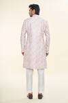 Shop_RNG Safawala_Cream Raw Silk Embroidered Resham Sherwani With Pant For Kids_at_Aza_Fashions