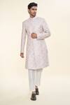 Buy_RNG Safawala_Cream Raw Silk Embroidered Resham Sherwani With Pant For Kids_Online_at_Aza_Fashions