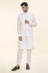 Buy_RNG Safawala_Off White Raw Silk Embroidered Thread Kurta Set With Nehru Jacket _Online_at_Aza_Fashions