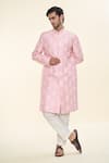 Buy_RNG Safawala_Pink Terry Silk Embroidered Thread Achkan With Pant _at_Aza_Fashions