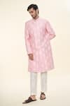 Buy_RNG Safawala_Pink Terry Silk Embroidered Thread Achkan With Pant _Online_at_Aza_Fashions