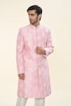 Shop_RNG Safawala_Pink Terry Silk Embroidered Thread Achkan With Pant _Online_at_Aza_Fashions