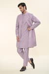 Buy_RNG Safawala_Purple Terry Silk Embroidered Thread Kurta Set With Nehru Jacket _at_Aza_Fashions