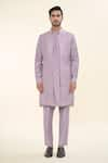 Buy_RNG Safawala_Purple Terry Silk Embroidered Thread Kurta Set With Nehru Jacket _Online_at_Aza_Fashions