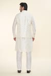 Shop_RNG Safawala_Off White Raw Silk Embroidered Diamond Kurta Set With Nehru Jacket _at_Aza_Fashions