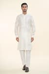 Buy_RNG Safawala_Off White Raw Silk Embroidered Diamond Kurta Set With Nehru Jacket _Online_at_Aza_Fashions