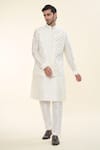 Shop_RNG Safawala_Off White Raw Silk Embroidered Diamond Kurta Set With Nehru Jacket _Online_at_Aza_Fashions