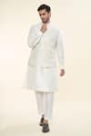 Buy_RNG Safawala_Off White Raw Silk Printed Floral Kurta Set With Nehru Jacket _at_Aza_Fashions