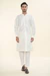 RNG Safawala_Off White Raw Silk Printed Floral Kurta Set With Nehru Jacket _Online_at_Aza_Fashions