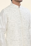 Shop_RNG Safawala_Off White Raw Silk Printed Floral Kurta Set With Nehru Jacket _Online_at_Aza_Fashions