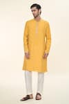 Buy_RNG Safawala_Yellow Cotton Silk Embroidered Resham Kurta With Solid Pant _at_Aza_Fashions