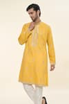 Buy_RNG Safawala_Yellow Cotton Silk Embroidered Thread Sequin Kurta With Pant _Online_at_Aza_Fashions