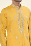 RNG Safawala_Yellow Cotton Silk Embroidered Thread Sequin Kurta With Pant _at_Aza_Fashions