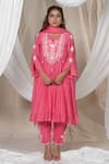 Buy_Jyoti Bansal_Pink Kurta Pure Mul Chanderi Embroidered Mirror Floral Yoke Salwar Set _at_Aza_Fashions