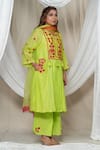 Buy_Jyoti Bansal_Green Anarkali Pure Mul Chanderi Embroidered Sequin Floral Thread Pant Set _Online_at_Aza_Fashions