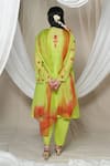 Shop_Jyoti Bansal_Green Kurta Pure Mul Chanderi Embroidered Thread Floral And Tulip Pant Set _at_Aza_Fashions