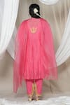 Shop_Jyoti Bansal_Pink Kurta Pure Mul Chanderi Embroidered Sequin V-neck Thread Salwar Set _at_Aza_Fashions