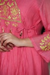 Buy_Jyoti Bansal_Pink Kurta Pure Mul Chanderi Embroidered Sequin V-neck Thread Salwar Set _Online_at_Aza_Fashions