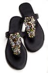 Phenominaal_Black Crystals Kaleidoscope Hand Embroidered Sandals _Online_at_Aza_Fashions