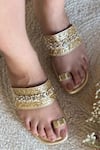 Buy_Phenominaal_Gold Cutdana Kohla Embellished Sandals _at_Aza_Fashions