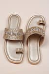 Shop_Phenominaal_Gold Cutdana Kohla Embellished Sandals _at_Aza_Fashions