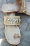 Phenominaal_Gold Cutdana Kohla Embellished Sandals _Online_at_Aza_Fashions