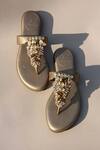 Shop_Phenominaal_Gold Crystals Mine Embellished Sandals _at_Aza_Fashions