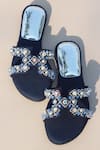 Shop_Phenominaal_Blue Japanese Bugle Beads Sapphire Hand Embroidered Sandals _Online_at_Aza_Fashions