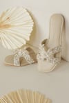 Buy_Phenominaal_Ivory Lace Pearl Embellished Flats _at_Aza_Fashions