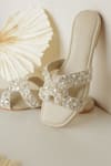 Shop_Phenominaal_Ivory Lace Pearl Embellished Flats _Online_at_Aza_Fashions