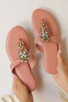 Phenominaal_Pink Crystal Rosewood Hand Embroidered Flats _Online_at_Aza_Fashions