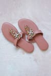 Buy_Phenominaal_Pink Crystal Rosewood Hand Embroidered Flats _Online_at_Aza_Fashions