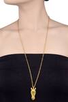 Buy_Masaba_Gold Plated Horse Mask Pendant Necklace_at_Aza_Fashions
